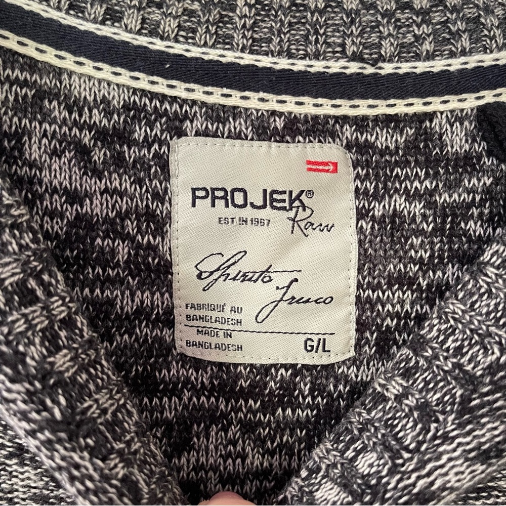 Projek Raw Cotton black grey white pepper marled pullover sweater Large - Picture 4 of 7